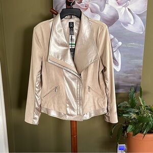 INC International Concepts Faux Suede and Faux Leather Moto style Jacket